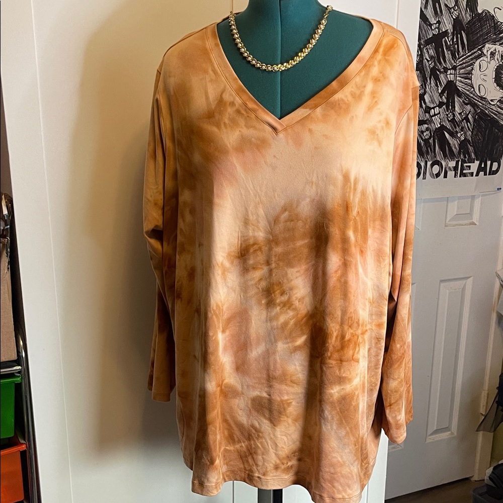 Logo Lounge Women's Tie-Dye V-Neck Top plus size